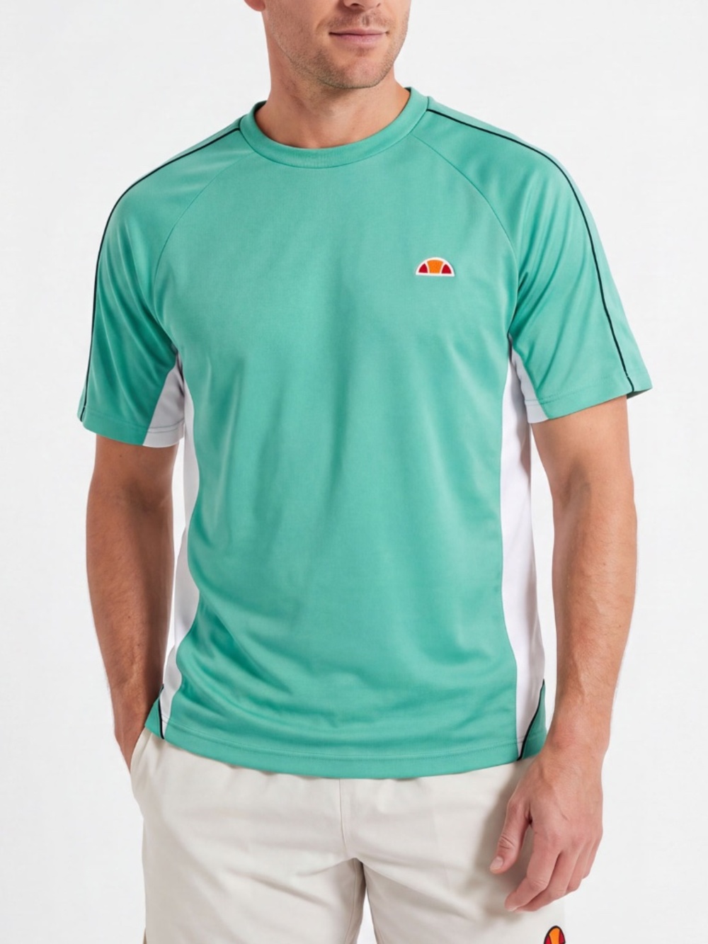 Ellesse Green & White Colorblock Athletic Tee - Men's L